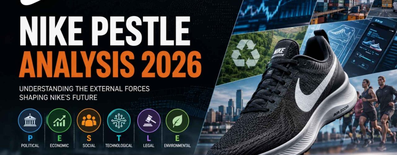 Nike PESTLE analysis 2026 showing business strategy, technology, sustainability, and global market factors
