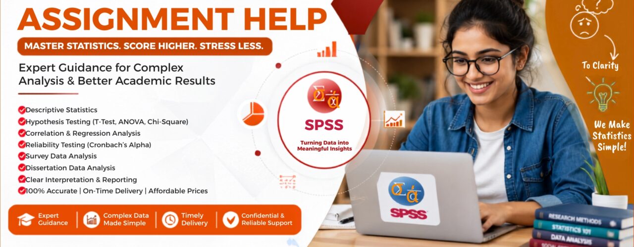 Student receiving SPSS assignment help for statistical analysis, regression, hypothesis testing, and dissertation research
