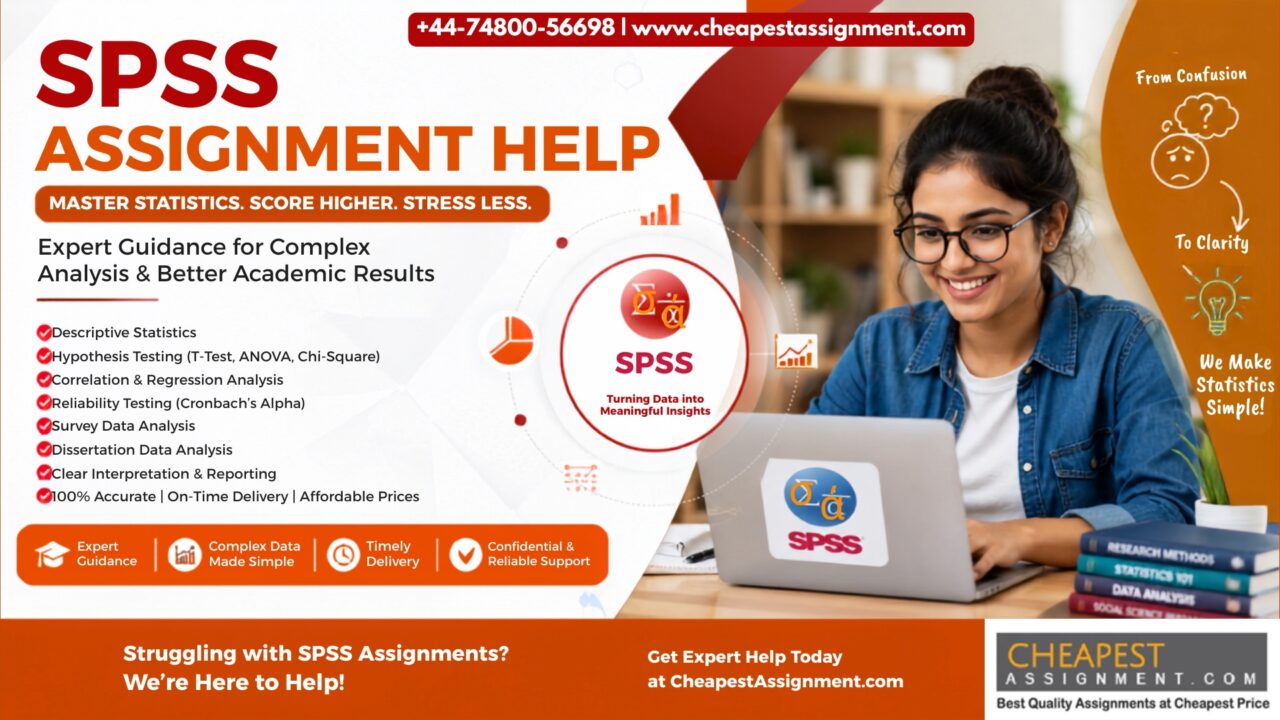 Student receiving SPSS assignment help for statistical analysis, regression, hypothesis testing, and dissertation research