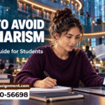 Student learning how to avoid plagiarism in assignments using proper research and citation